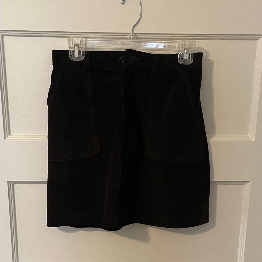 Dark brown Mini Skirt 100% leather lining